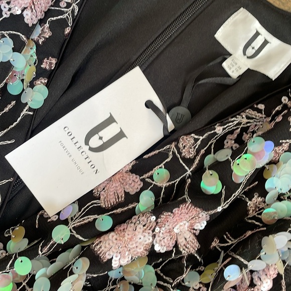 MOD CLOTH mermaid sequin Floral Black Dress with Pastel Accents NWT - Picture 6 of 6